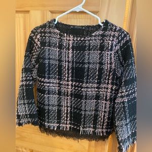 Zara top - tweed with lace